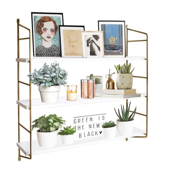 Other - Gold Wall Shelf Modern White Floating Shelves